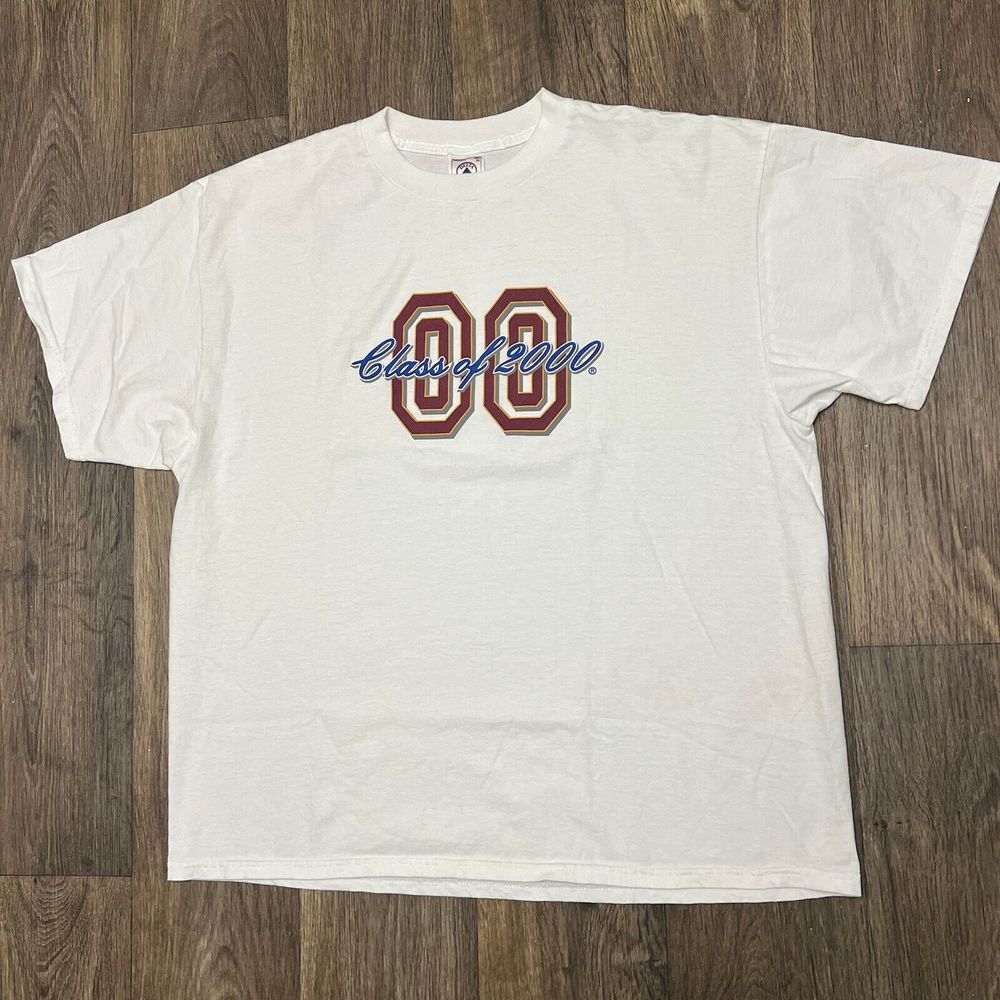 Vintage Y2K Class of 2000 T-Shirt Men's XL White Graduation Delta Pro Weight - Picture 6 of 10